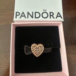 Pandora Gold Heart Filigree Bracelet Charm
